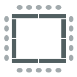 tables and chairs in a rectangle