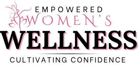 Pink gray and black text that says "Empowered Women's Wellness: Cultivating Confidence" 