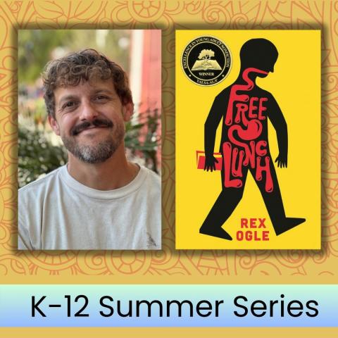 man with curly hair, mustache, and short beard wearing a white tshirt