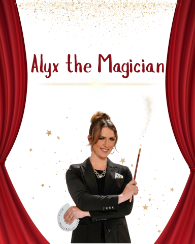 Woman wearing black holding a wand