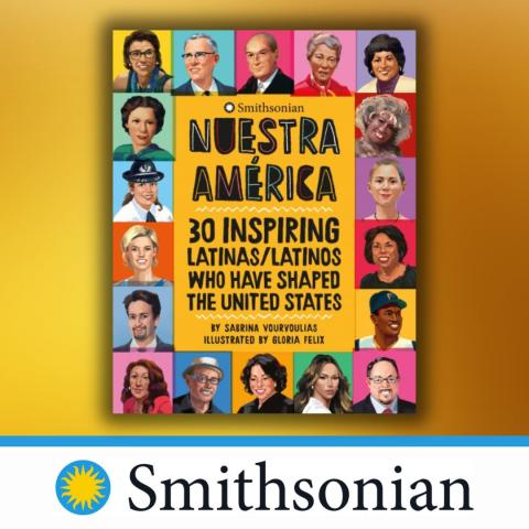 Book cover with faces of famous Latinas & Latinos