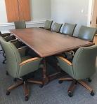 Crandall Room setup with tables and chairs at the library