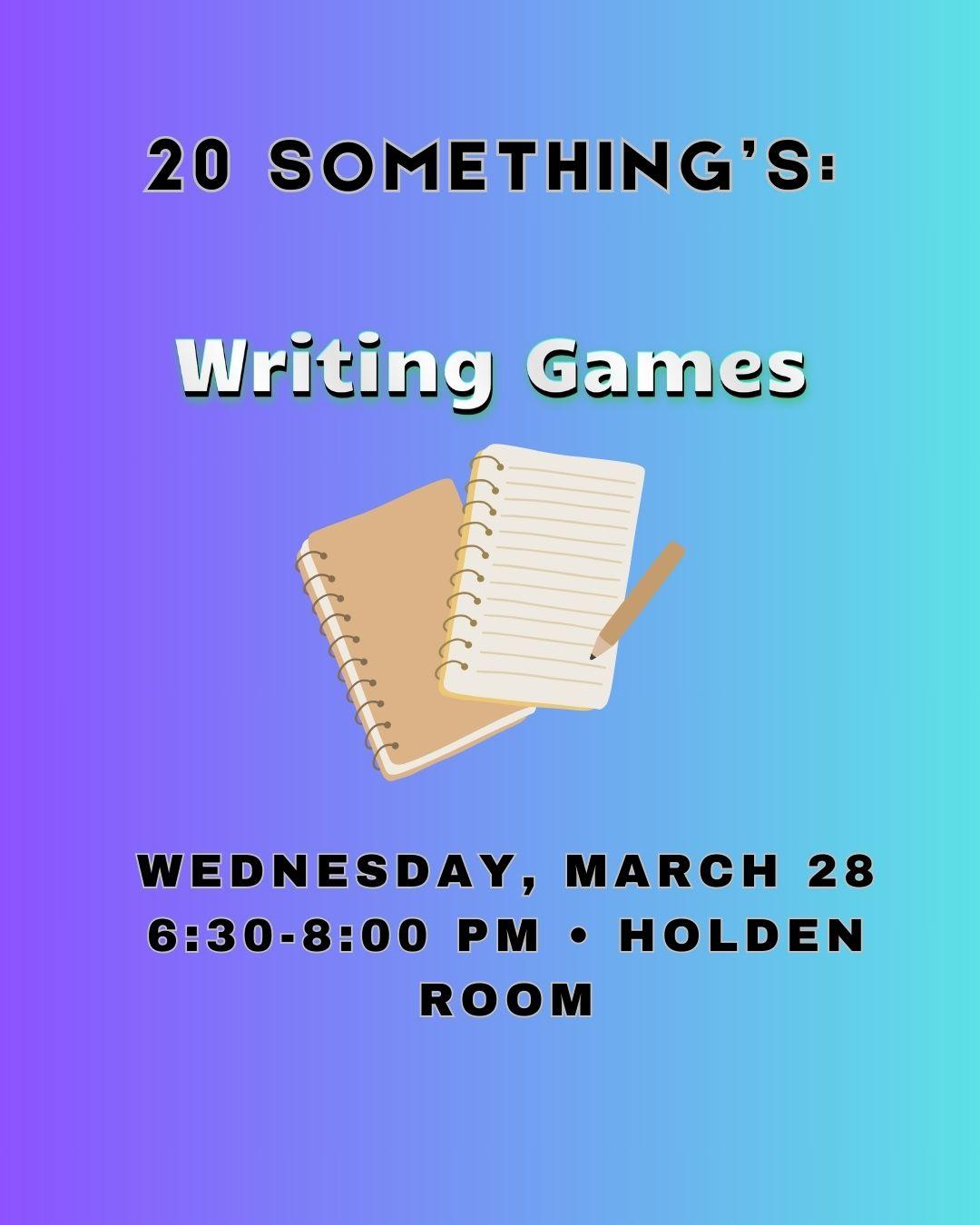 Flyer for 20 somethings picture of notebook and pencil