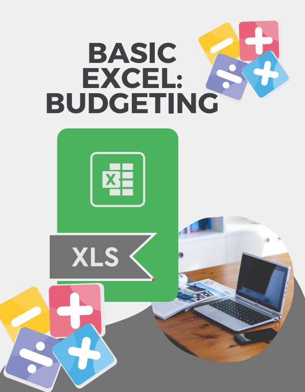 Basic Excel Budgeting written on the top with a computer picture to the left.